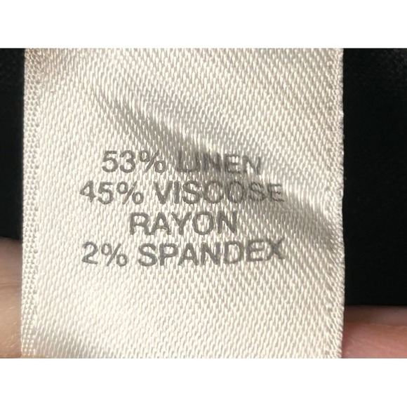 J Jill Linen Stretch Womens Large Black‎ Linen Blend Stretch Crop Leg Pants Boho - Picture 4 of 9